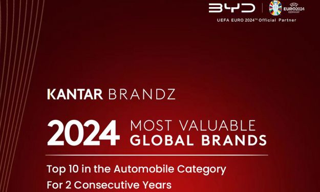 BYD se sitúa entre las 10 primeras marcas mundiales de automóviles en el informe Kantar BrandZ 2024